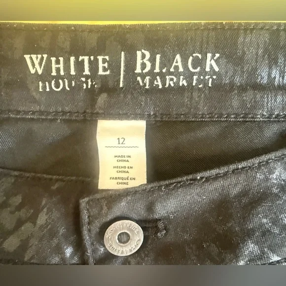 White House Black Market Black Skinny Pants with Edgy Distressing - Picture 3 of 7